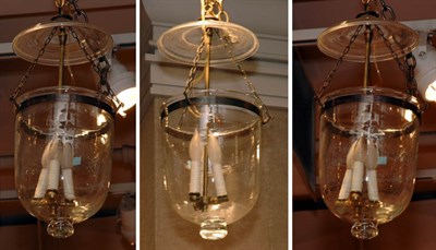 Lot 513 - Three Glass Three-Light Hall Lights