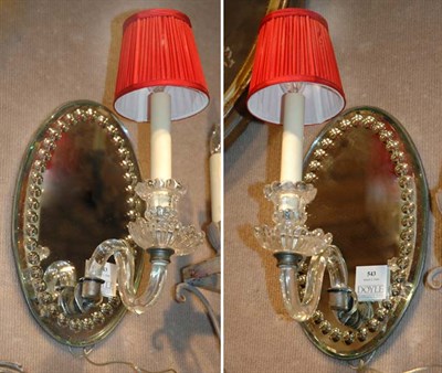 Lot 543 - Pair of Mirror Back Single-Light Sconces with...