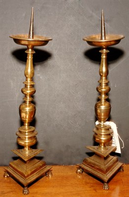 Lot 564 - Pair of Neoclassical Style Brass Pricket...