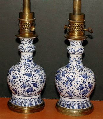 Lot 593 - Pair of Blue and White Porcelain Vasiform...