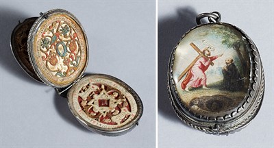 Lot 531 - Continental Silver and Watercolor Devotional...