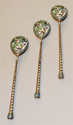 Lot 1209 - Set of Six Russian Enamel Spoons