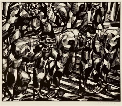 Lot 4337 - John J. A. Murphy THE SPRINTERS Woodcut, circa...