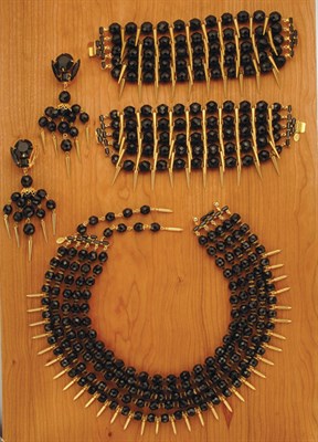 Lot 238 - Sorell Black Bead Parure American, 1990s Faux...