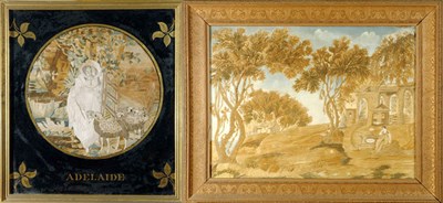 Lot 632 - Two Regency Silk Embroidered Pictures Early...