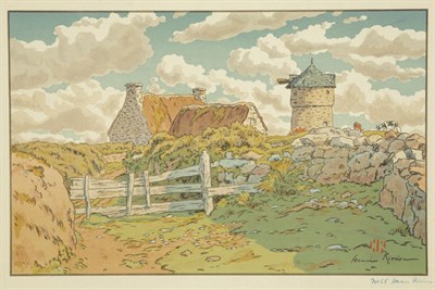 Lot 4387 - Henri Riviere [FARM WITH COWS] Color...