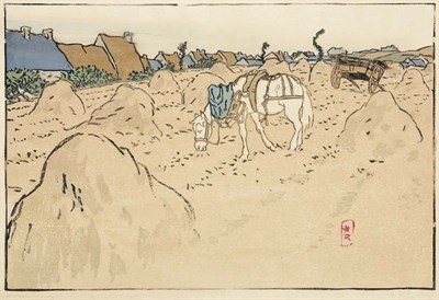 Lot 4386 - Henri Riviere CHEVAL ET LE VILLAGE DE LA...