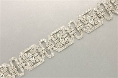 Lot 1477 - Art Deco Platinum and Diamond Bracelet