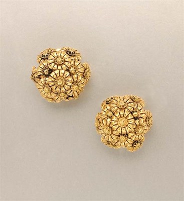 Lot 1269 - Pair of Gold Floret Earclips