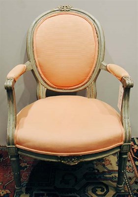 Lot 407 - Louis XVI Painted Fauteuil Late 18th century