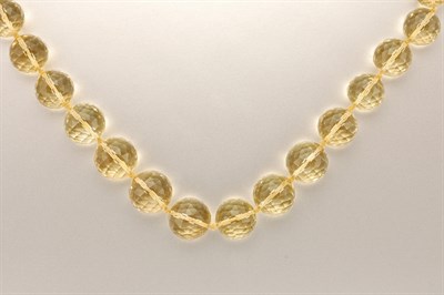 Lot 1411 - Citrine Bead Necklace with Gold Clasp