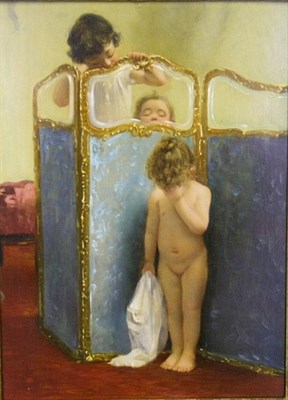 Lot 1048 - After Paul Peel BEFORE THE BATH Mixed media on...