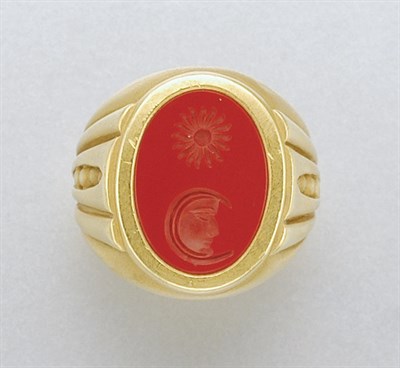 Lot 1380 - Gold and Carnelian Intaglio Ring
