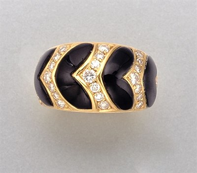 Lot 1404 - Gold, Black Onyx and Diamond Ring