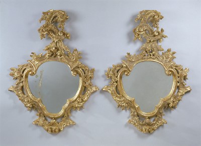 Lot 354 - Pair of Italian Rococo Gilt-Wood Mirrors 18th...