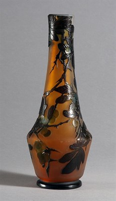 Lot 2170 - Galle Acid Etched Triple Cameo Glass Vase Of...