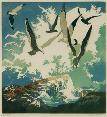 Lot 4431 - Eva Watson GULL ROCK; GULLS AND SPRAY Color...
