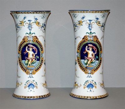 Lot 648 - Pair of Gien Faience Vases Height 13 1/4 inches.