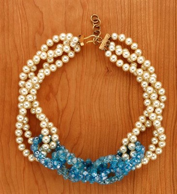Lot 203 - Coppola e Toppo Faux Pearl and Aqua Necklace...