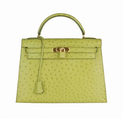 Lot 315 - Hermes Chartreuse Ostrich Kelly Handbag French,...