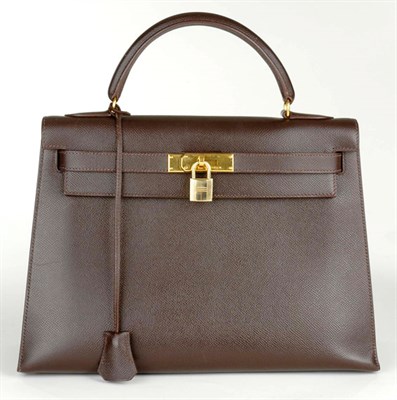 Lot 312 - Hermes Dark Chocolate Kelly Handbag French,...