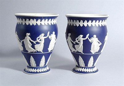 Lot 2273 - Pair of Blue and White Jasperware Style...