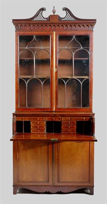 Lot 508 - George III Inlaid Mahogany Secretary Bookcase...