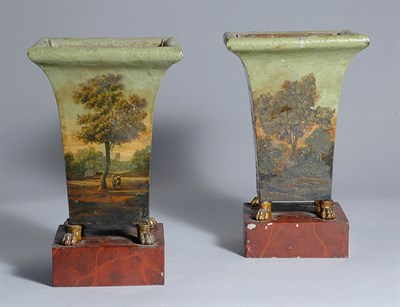 Lot 3558 - Pair of Tole Vases Height 12 inches.
