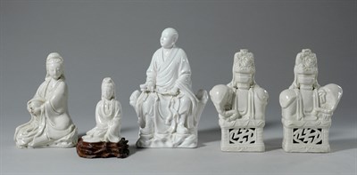 Lot 4208 - Five Chinese Blanc de Chine Porcelain Figures...