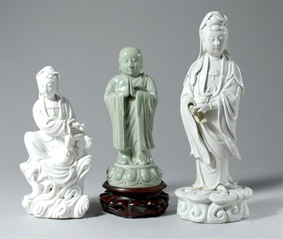 Lot 4206 - Two Chinese Blanc de Chine Porcelain Figures;...