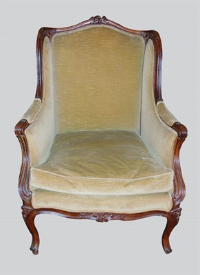 Lot 4351 - Louis XV Style Upholstered Walnut Bergere