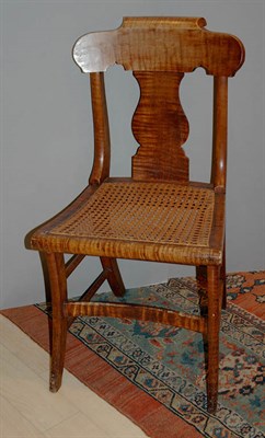 Lot 2290 - Set of Four Figured Maple Caned Seat Side...