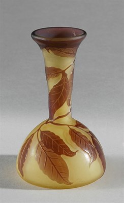 Lot 3455 - Galle Acid Etched Cameo Glass Bud Vase Of...