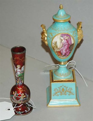 Lot 349 - Austrian Painted Porcelain Covered Vase and...