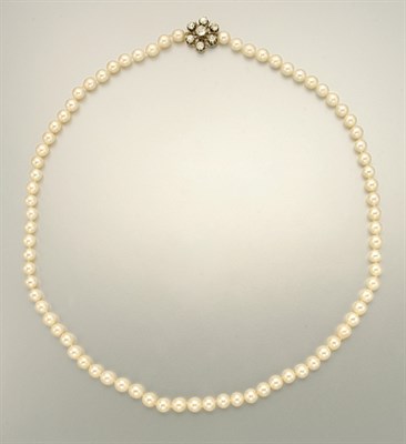 Lot 1310 - Cultured Pearl Necklace with Antique Diamond Ornament