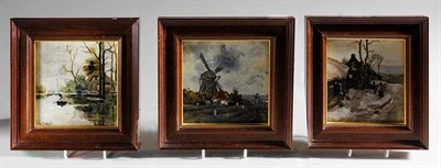 Lot 3590 - Group of Three Framed Rozenburg Painted...