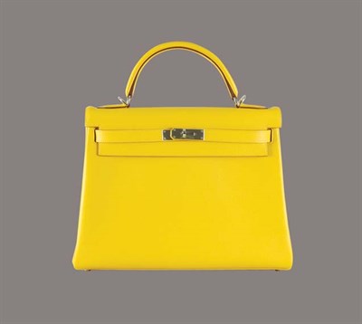 Lot 317 - Hermes Yellow Grain Lisse Leather Kelly Bag...