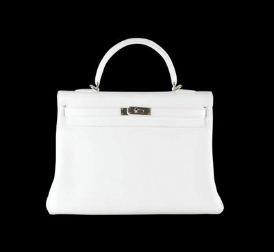 Lot 318 - Hermes White Clemence Leather Kelly Bag French,...