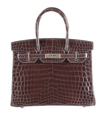 Lot 328 - Hermes Anthracite Crocodile Birkin Bag French,...