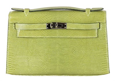Lot 316 - Hermes Vert Anis Lizard Pochette Bag French,...