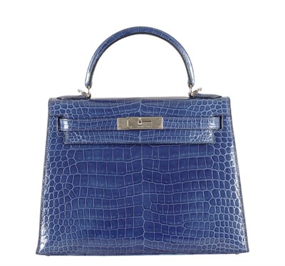 Lot 314 - Hermes Blue Roi Crocodile Kelly Bag French,...