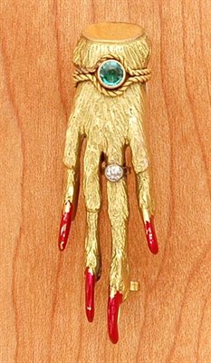Lot 242 - Enameled Rabbit's Foot Pin 1 1/2 x 1/2 inches.