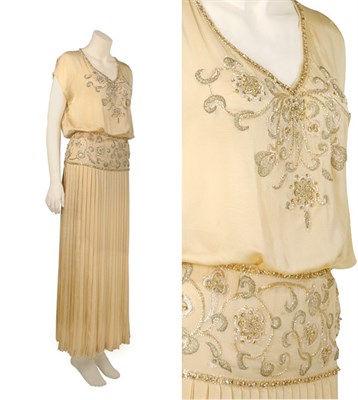 Lot 109 - Patou Wheat Silk Blouson Evening Dress French,...