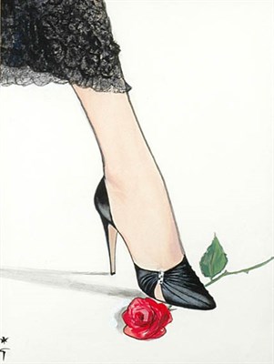 Lot 352 - Rene Gruau Shoe Illustration 1980s Gouache on...