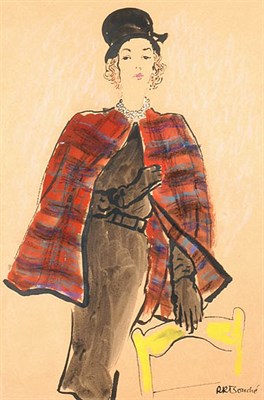 Lot 370 - Rene Bouche Woman in Tweed Coat, Yellow Chair...