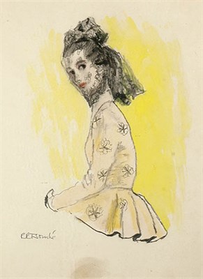 Lot 369 - Rene Bouche Woman with Yellow Background 1940s...