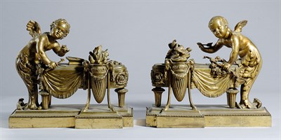 Lot 644 - Pair of Louis XVI Gilt-Bronze Chenets Late...