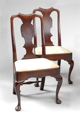 Lot 341 - Set of Four Queen Anne Walnut Side Chairs...
