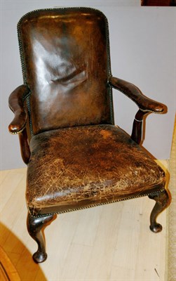 Lot 406 - George II Walnut and Leather Upholstered...