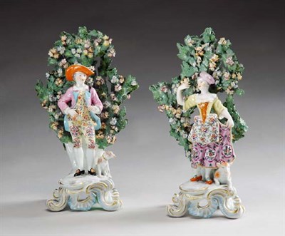 Lot 2366 - Pair of Chelsea Porcelain Bocage Figures Late...